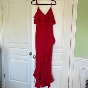 Fashion Nova Red Spaghetti Strap Prom Dress